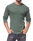 HMIYA Dünn Langarmshirt Herren Henley Shirts Longsleeve T-Shirt Weich Atmungsaktiv Tolle Farbe Mit Knopfleiste