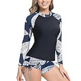 Zweiteiliger Badeanzug Damen Elegant Schick, Bademode Langärmliger Einteiliger Surfanzug Neoprenanzug Beinlange Shorts Einteiliges Badeanzug Set, Swimming Suits Sexy Modische Schwimmanzug Bauchweg