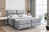 ALTDECOR Boxspringbett mit Gold Füßen, Matratze und Lattenrost, Topper, Fußteil, Polsterbett mit Bettkasten, Bett mit Stauraum H3-Matratze, Doppelbett - BOXI3-FZ-Z - 180x200 - Grau Monolith