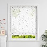 Heichkell Transparente Raffgardine mit Wellen Druck Rollo ohne Bohren Moderne Gardine Raffrollo mit Ösen Violett BxH 120x140 cm