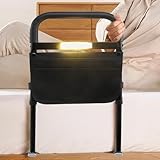 wowspeed Aufstehhilfe Bett, Aufstehhilfen mit LED-Sensorlicht, 16.9-22.6in Höhenverstellbarer, Bettgitter Senioren mit Aufbewahrungstasche, Bett Aufstehhilfe für Senioren, Behinderte, Schwangere