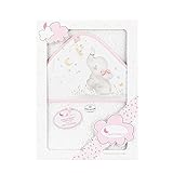 Interbaby 01227-12 Baby Kapuzenbadetuch ELEFANTE, weiss e rosa, Rosa