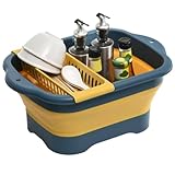 Reinigungseimer – tragbarer Eimer | zusammenklappbarer Tellerrechen | Mehrzweck-Haushaltsreiniger für Camping und Badezimmer