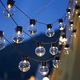 FANSU 5/10M Solar Lichterkette Aussen, Lichterkette Außen Solar Wasserdicht, 8 Modi, Solarlichterkette Outdoor Wetterfest für Balkon Garten Pavillon Terrasse Vorzelt (Transparent,10m 40LED)
