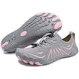 AONEGOLD Barfußschuhe Damen Herren Badeschuhe Schnell Trocknen Wasserschuhe Atmungsaktiv rutschfeste Schwimmschuhe Weich Aquaschuhe (Rosa Grau,36EU)
