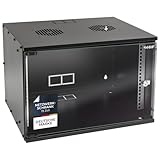 HMF 65707-02 Netzwerkschrank, Serverschrank 19 Zoll | 7 HE | 400 mm Tiefe | Glastür | Schwarz