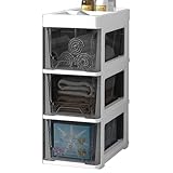 Rollwagen mit 3/4/5/6 Ebenen Organisation Der Waschküche PP-Kunststoff Transparentes Schubladendesign Küchenregal für Badezimmer, Küche, Snacks, Basteln(18 * 38 * 53cm)