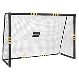 LARMNEE 240 cm Fussballtor, Fußballtor für Kinder und Erwachsene, mit Schaumstoffschutz, wetterfest, PE-Netz, Oxford-Stoffbezug, für den Innen- und Außenbereich, Schwarz EBB240FG02