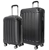 TRVLMORE Kofferset 2 Teilig Hartschale - Koffer & Trolleys Set - Koffer Set 2 - Reisekoffer Set 2 Teilig - Hartschalenkoffer Set 2 Teilig - 2 Teiliges Trolley Set - Koffer 2er Set - Schwarz