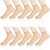 COMNICO Kurze Seidenstrümpfe 10 Paar Durchsichtig Modisch Kristallseide Nylonspitze Ultradünn Knöchelhoch Netzsocken (Hautfarbe)