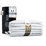 BEFA NATUR Made in Germany Daunendecke 155x220 cm aus 90% Daunen und 10% Federn, Ganzjahresdecke, Allergiker geeignet (Nomite), Öko-Tex 100 Klasse 1 Zertifiziert, EN Standart 12934, Downpass