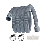 WJIAYAO Waschmaschinenschlauch 2M Well-Ablaufschlauch for Waschmaschine und Geschirrspüler, langes, Flexibles Verlängerungs-Abflussrohr-Set mit Anschlussclip for Badezimmer