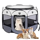 ZOYDP Welpenauslauf Faltbar, 73 x 73 x 43cm Welpenlaufstall für Drinnen, Laufstall Hund Pop-Up, Hundelaufstall für Wohnung, Hundeauslauf für Innen Hasen Katzen, Indoor/Outdoor Reisen Camping