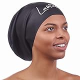 Badekappe silikon wasserdicht – Swimming Cap – Swim Cap Extra Large for Long Hair Dreadloicks Afro (Schwarze L)
