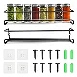 Euablfo 2 Stück Gewürzregal Wand,Gewürzregal Wand Ohne Bohren,Gewürz Organizer,Küchen Gewürzregals Metall Spice Rack Wall,mit beweglichen 4 Haken, Schrauben,für Küchenschrank, Speisekammertür