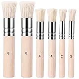 Sorcristy 6 Stück Schablonierpinsel Borstenpinsel Set Holz Schablone Pinsel Naturborsten Rund Borsten Malpinsel für Acryl Öl Aquarell Malerei DIY Kunst Handwerk