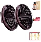 OXFUZZ Professioneller Meridian-Bürste, Massagebürste, Meridian-Bürste, Massagebürste, Meridian-Kammkopf, Hand-Massagebürste (2 Stück, braun)