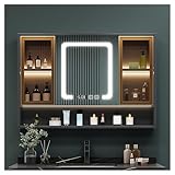 Moderner LED-Badezimmer-Spiegelschrank – Wandmontierter Glas-Waschtisch mit Anti-Beschlag-System & Aufbewahrungsnizer – beleuchtetes Badezimmer-Zubehör für stilvolle Wohnkultur