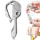 Schlüsselwerkzeug | 24 in 1 Multifunktionaler Outdoor-Schlüssel | Outdoor-Camping | Outdoor-Grundlagen | Geeignet für Outdoor-Notfall-Überlebenswerkzeuge (Edelstahl, Silber)
