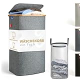 Blumtal Wäschekorb 100L - Wäschesammler mit herausnehmbaren Wäschesack - Wäschekorb schmal - Laundry Baskets - Pfandflaschensammelbehälter - Wäschekorb mit Deckel - Wäschekorb grau - Laundry Bag
