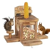 Diealles Shine Eichhörnchen Futterhaus, Eichhörnchen Futterstation Wetterfest, Langlebigen Holz Aufhängen EichhörnchenHaus, 2 Eingänge & 3 Sitzplattformen