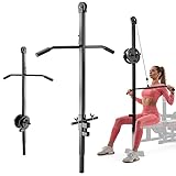 Hop-Sport Latzugturm, Kabelzugstation für Hantelbank, Seilzug Fitnessgerät für Zuhause, Ideal für Krafttraining, 60 kg Max Belastbarkeit, Höhe 172 cm