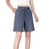 3 x Workout-Hosen für Damen, Shorts, elastische Taille, Lauf-Workout-Shorts mit Taschen, weite Beine, Lehrhose für Damen, grau, XXL