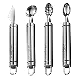 Melonenballer, Obstballlöffel, Set mit 4 Wassermelonen-Scoopern, aus Edelstahl | Kleine Melonen Ball Spoon Set, multifunktionaler Schnitzschneider für Wassermelonen, Cantaloup