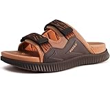 KuaiLu Sport Sandalen Herren Bequeme Weiche Fußbett Orthopädische Wander Wandersandalen Outdoor Trekking Latschen Sommer Outdoorsandalen Schlappen Offen Zehen Sportsandalen Pantoletten Tan 45