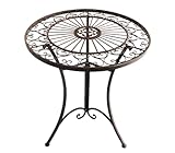 Dehner Gartentisch Antik, Balkontisch wetterfest, Dekotisch Indoor / Outdoor, ca. Ø 61 cm Höhe 72 cm, Eisen, dunkelbraun