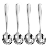 QZKJQDD 4 Stück Löffel, Edelstahl 304 Runden Esslöffel, Für Feierlichkeiten, Familienessen, Hotels, Restaurants, Müslilöffel, Zuckerlöffel und Esslöffel