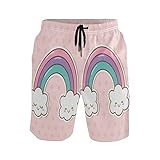 Regenbogenwolke Tupfen Herren Badeshorts Badehose mit Mesh-Futter Boardshorts für Männer Surf Schwimmhose Sporthose