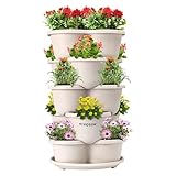 VIVOSUN Pflanzturm 5 Ebene Erdbeerturm stapelbar Pflanzer Kartoffelturm vertikale Gartenarbeit pflanzenturm Outdoor für Erdbeeren, Blumen, Kräuter, Gemüse