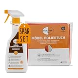Renuwell Möbel Schnellpflege (500 ml) & Möbel-Poliertuch (1 Stück) – Effektive Reinigung, Pflege & Politur für Holz, Kunststoff & Metall