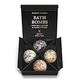 4 Luxuriöse BIO Badebomben Vegan - Valentinstag - Geschenk für Sie - Wellness Geschenke für Frauen - Badekugeln Badezusatz zur Entspannung - Geburtstagsgeschenk für Frauen - Geschenke zum Valentinstag