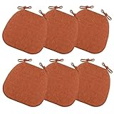 Set mit 6 orangefarbenen U-förmigen Memory-Schaum-Kissen für Küchenstuhl, 41 x 43 cm, Esszimmerstuhl-Pads mit Bändern für Komfort und Stil, perfekt für Esszimmer und Küche