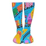 Arbeitssocken Zeichentrickzug Half Crew Sock Unisex Tennissocken Warm Trekkingsocken For Basketball Football Pilates Yoga 40cm