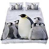 Eslifey Kaiserpinguin Antarktis-Tier-Bettbezug, 3-teilig, King-Size-Bettdecke, 259,1 x 228,6 cm, Bettwäsche-Set mit zwei Kissenbezügen