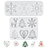 Silikonform Weihnachten, 2 Stück Weihnachten Resin Formen, Harz Schneeflocke Silikon Form, DIY Backformen Werkzeuge, Fondant Formen, Harz Seifenform für Torten Fondant Weihnachten Kekse Backen