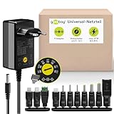 goobay 64570 Universal-Netzteil 3 V - 12 V, max. 27 W / DC Wechseladapter / Ersatznetzteil für TV, PC, Router, LED Streifen / Variable Spannung / USB C, USB A, Micro USB / inkl. 11 Adapter/ Schwarz