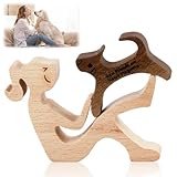 Yewseas Mann und Hund Holzstatue Holzskulptur Hundefiguren Ornamente, Geschenk für Hundeliebhaber, Charmante Welpen Ornament Figur Statue Skulptur für stilvolle Dekoration