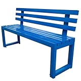 GUQASDV Bank Outdoor, Sitzbank Balkon Wetterfest, Gartenmöbel Loungesessel, Sitzbank Garten, Sitzbank mit Lehne aus Metall for Garten, Park(Blauw,100x40x80cm)