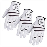 'Sports Gear Ltd“ 3er-Pack Golfhandschuhe für Herren, 100% Cabretta-Leder, weicher Griff und bequem, für Links- und Rechtshänder, geeignet für alle Wetterbedingungen für Golf- und Tennistraining/-sp