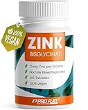 Zink 25mg - 365 Tabletten (vegan) mit Zink-Bisglycinat (Zink-Chelat) für höchste Bioverfügbarkeit - laborgeprüft mit Zertifikat - optimal hochdosiert - 1 Jahresvorrat - ProFuel