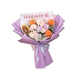 LUCKGONI Häkelblumensträuße mit LED-Lichterkette und Geschenktüte für Muttertag, gestrickte Blumensträuße künstliche Nelken Blumen