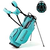 COSTWAY Golf Standtasche, Golf Bag mit 8 er Unterteilung & Regenhaube, leichte Golftasche mit 5 Taschen & Standfüßen, Pencil Bag tragbar für Herren, Damen (Türkis)