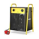 DAHTEC Elektroheizer Heizlüfter Große Räume Bauheizer 9kw Elektro Heizstrahler mit Thermostat Elektrisch Heizgerät mit 3 Heizstufen Heizgebläse für Garage, Baustelle