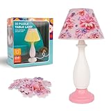 YELVYA 3D-Puzzle-Lampe, blendfreie Puzzle-Lampe, 124-teiliges 3D-Puzzle mit LED-Licht, geeignet für Desktop, Nachttischlampe, Büro-Computertisch, 3D-Puzzle-Tischlampe, Bastellampe (Rosa)