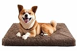 Hundebett, Mittel Hundekissen Waschbare, Flauschige Hundematte, Langer Plüsch, Weiche Polsterung, Multifunktional Hundekistenmatratze,Kamelbraun 75x50x8cm
