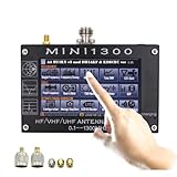 Tragbarer Mini1300 Antennenanalysator, 0,1 MHz ~ 1300 MHz HF/VHF/UHF ANT SWR Antennenmessgerät Vektor-Netzwerk-Tester mit 4,3 Zoll Touchscreen